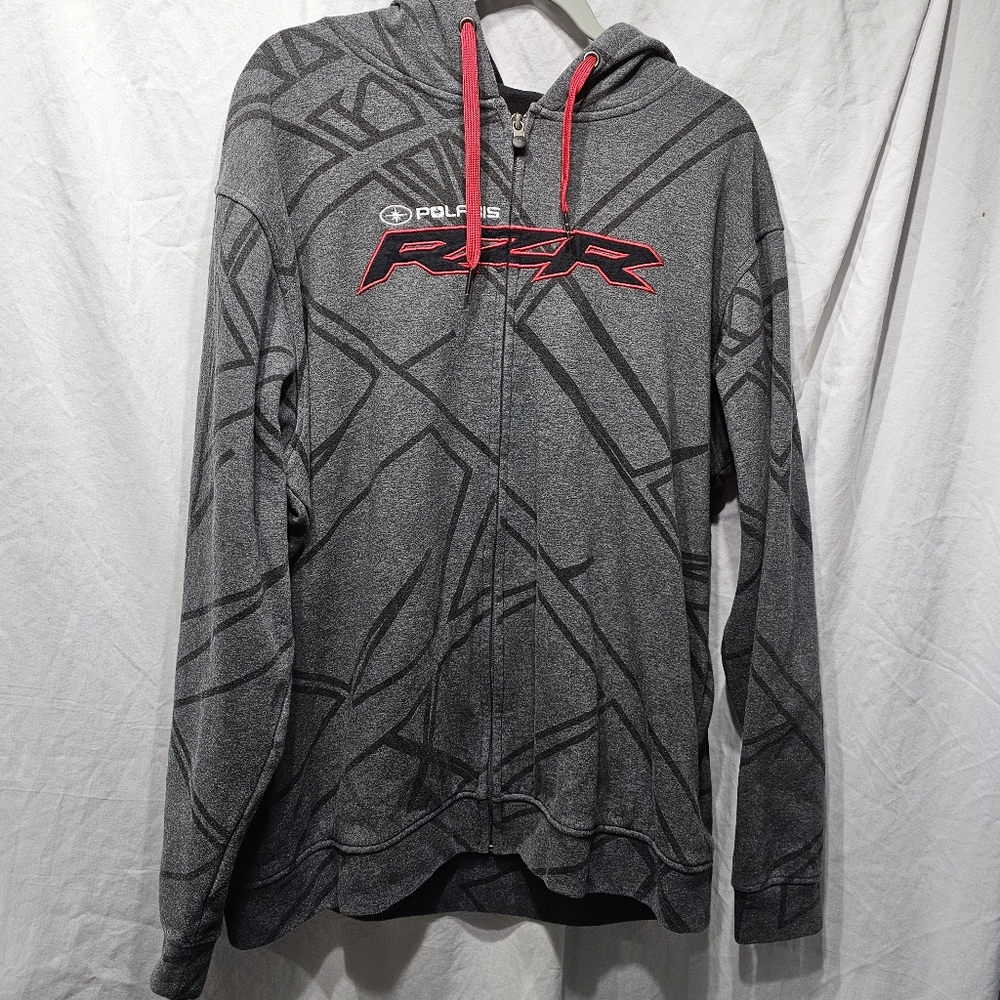 Polaris RZR Men's Sz XL Gray Embroidered Full Zip Hoodie Sweatshirt Jacket
